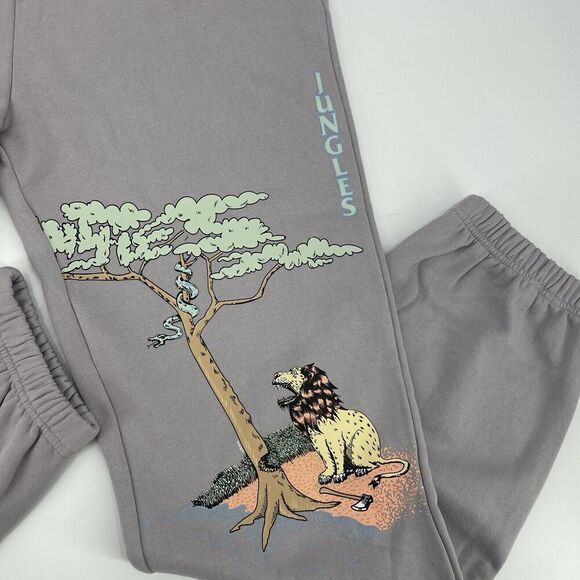 Jungles For Every Problem Sweatpants Men's 2XL Gray Graphic Print Drawstring - Picture 3 of 16